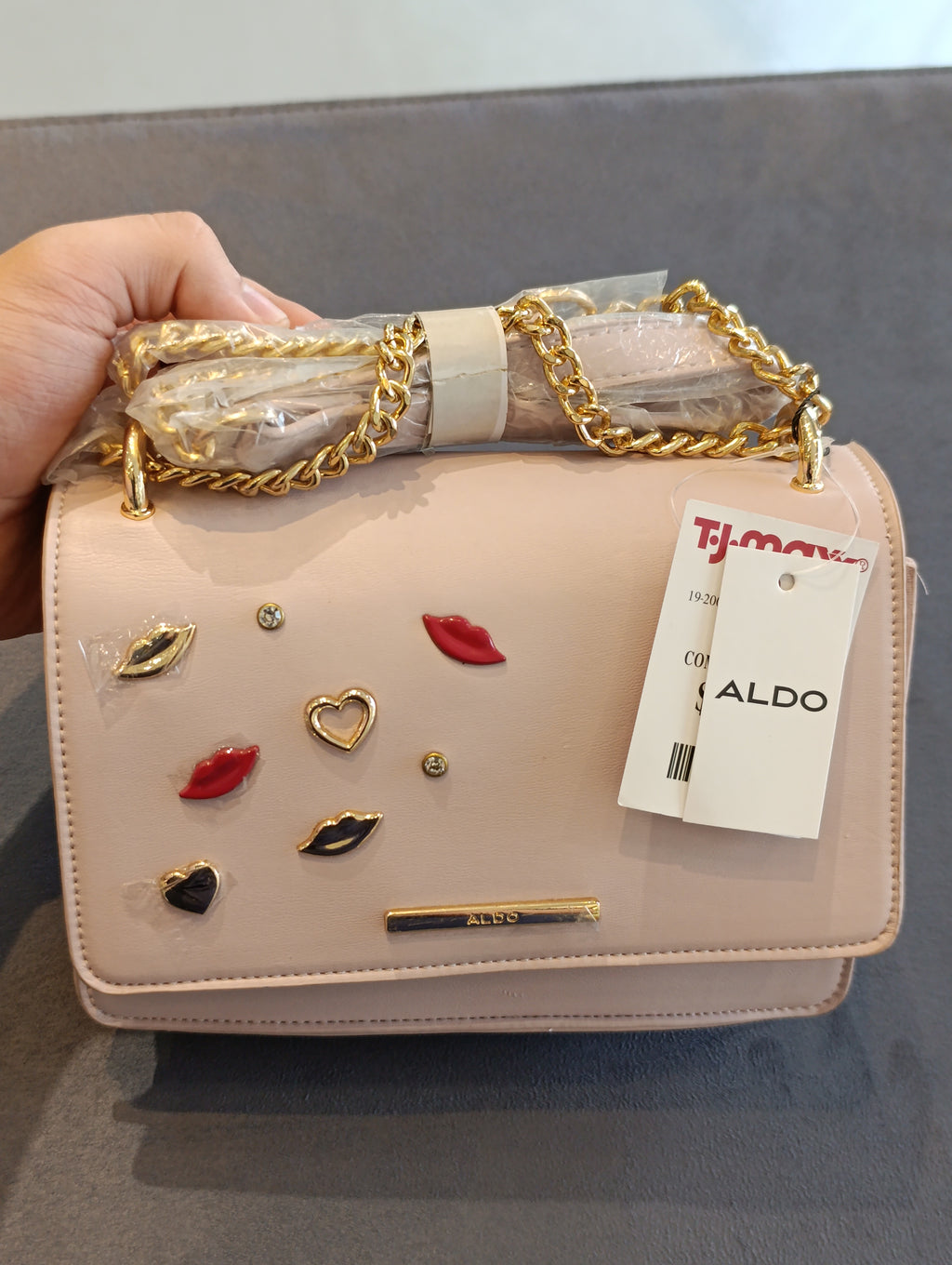 Aldo pink women's handbag with emojis