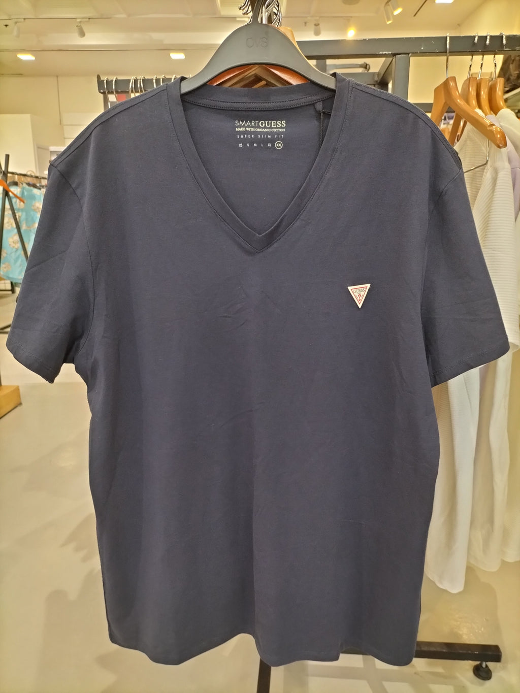 Guess Men's V-Neck Slate Blue T-Shirt – M1RI32J1311