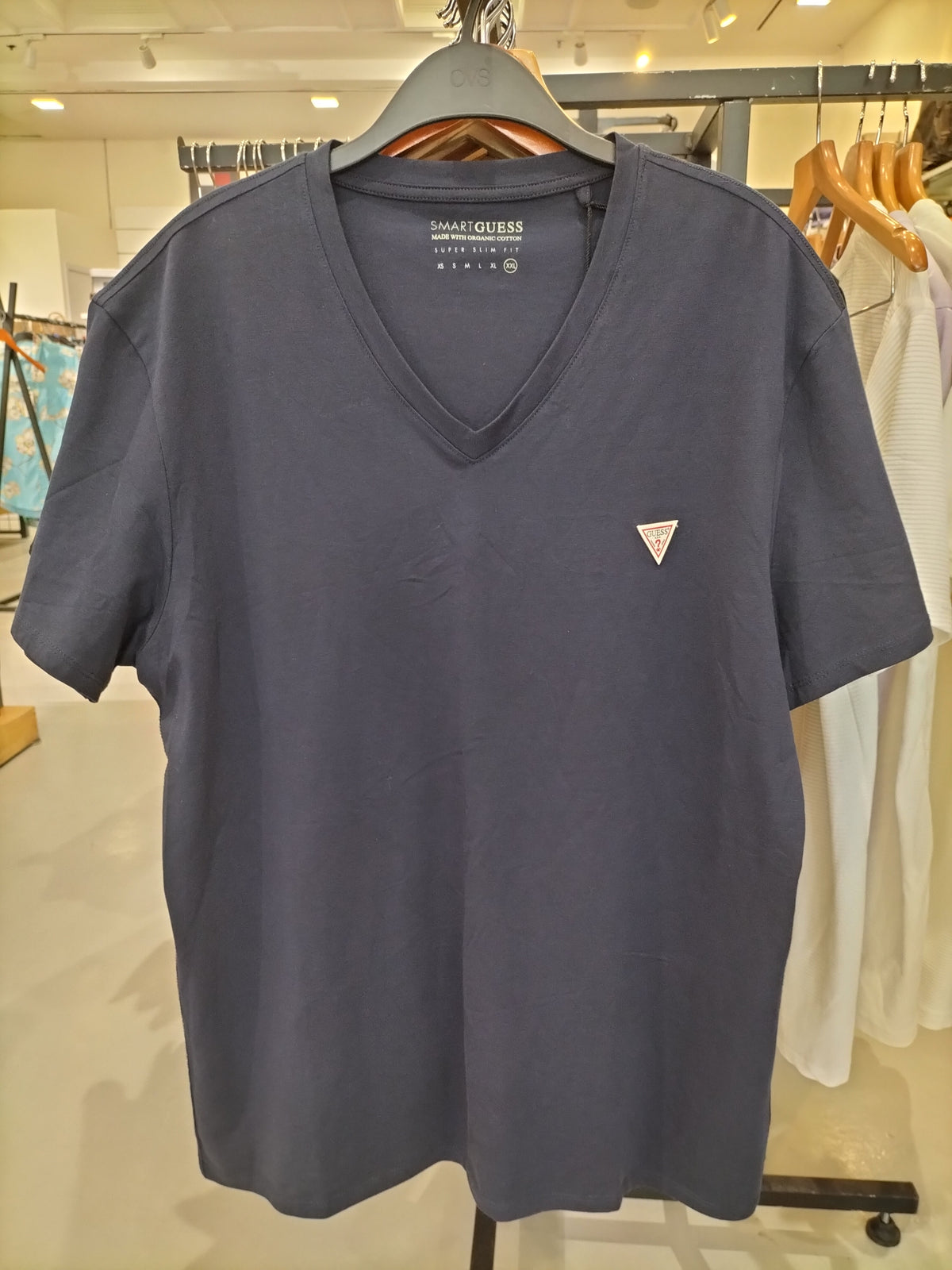 Guess Men's V-Neck Slate Blue T-Shirt – M1RI32J1311