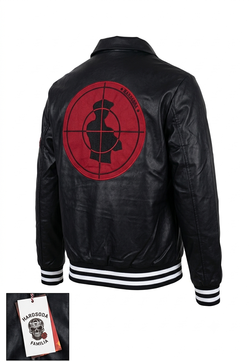 HardSoda  Urban Target Leather Bomber Jacket (Black)