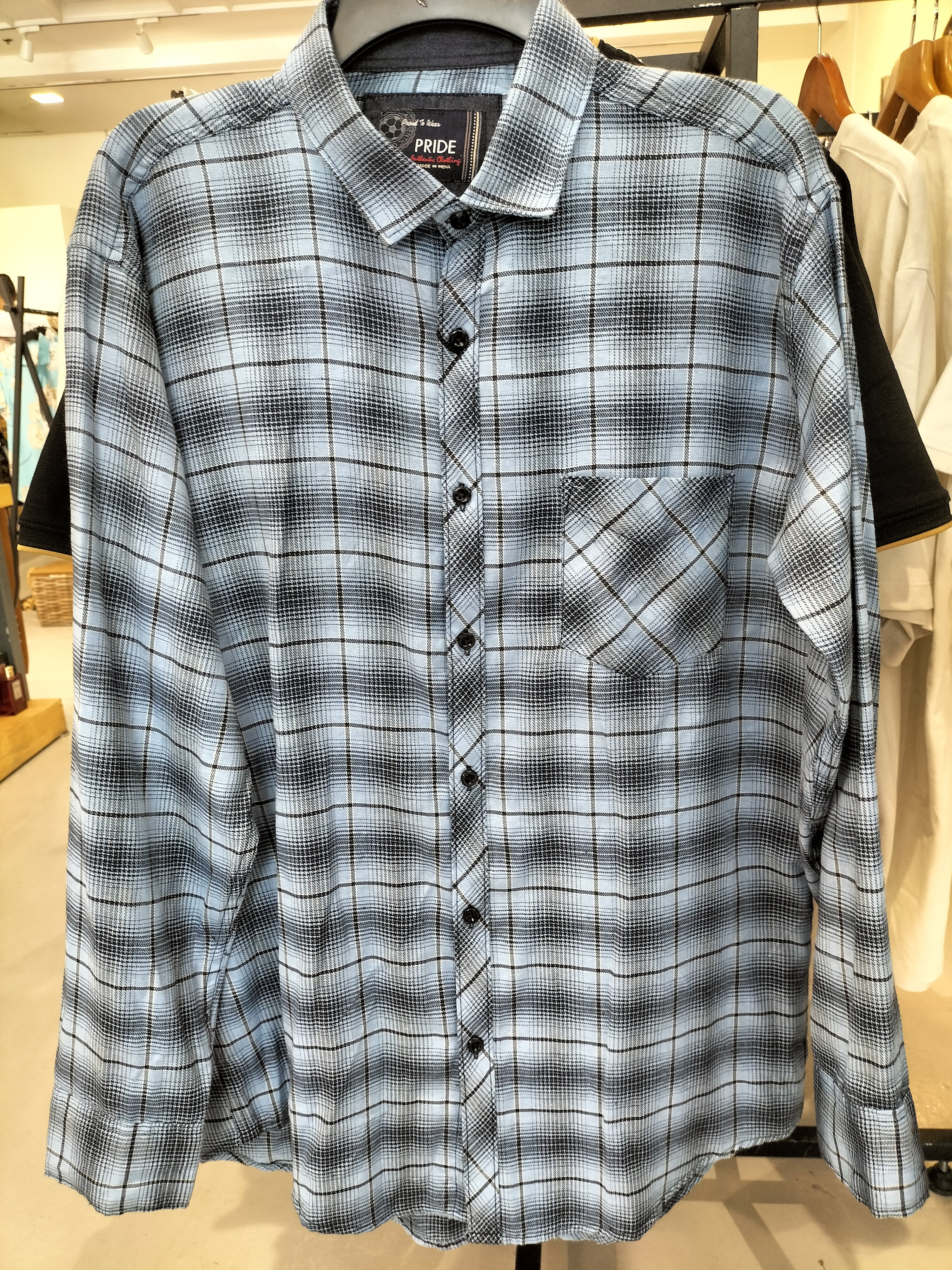 Pride Blue Flannel Shirt with Checkered Pattern