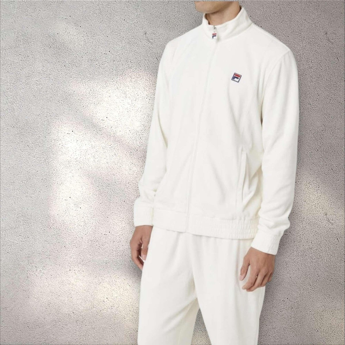 Fila Men's Classic O-Fit Velour 'White' Track Jacket - (LM13B750-132)