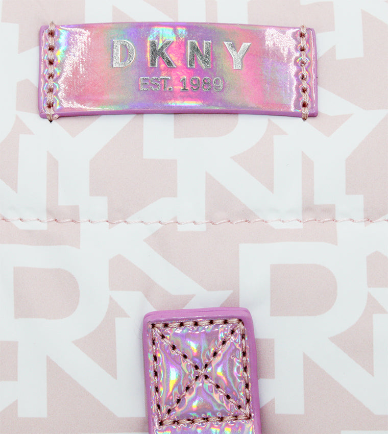 DKNY Women Signature Pufferd Pink And White Roll Bag Storage Bag A090SP1