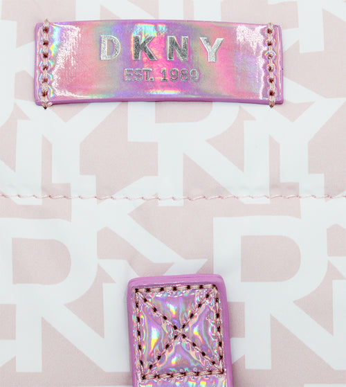 DKNY Women Signature Pufferd Pink And White Roll Bag Storage Bag A090SP1