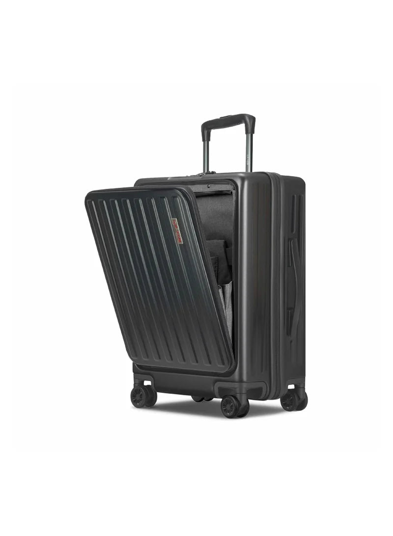 REFLECTION Premium Quality Business Travel Carry On Hardside Luggage with Front Open Laptop Compartment and 4 Spinner Wheels Trolley Bag