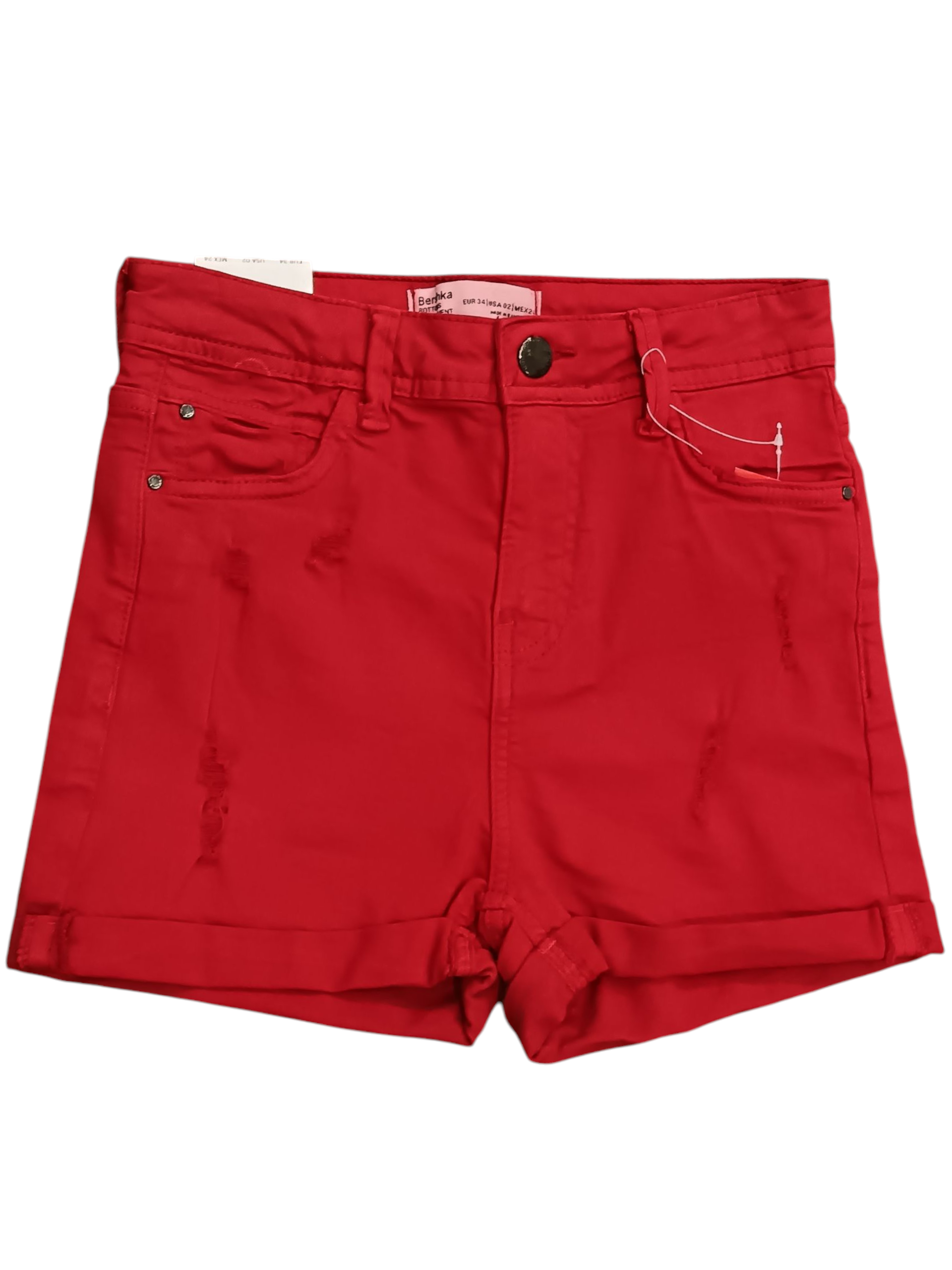 BERSHKA BOTTOMS DEPARTMENT Women's Jeans Shorts Color: Red
