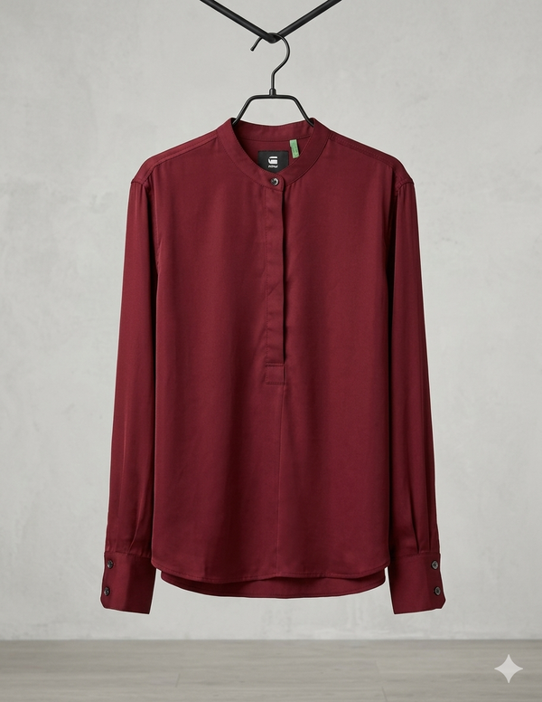 G-Star Raw قميص Road WMN بأكمام طويلة من الساتان باللون الصدئي الفاتح D1179885559819