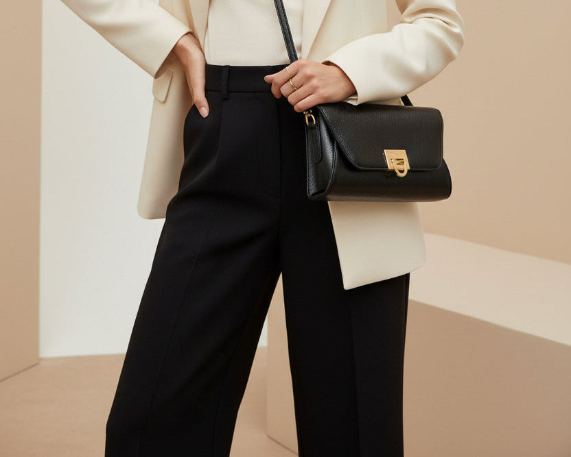 David Jones black crossbody bag with a textured finish and gold-tone hardware CM7181