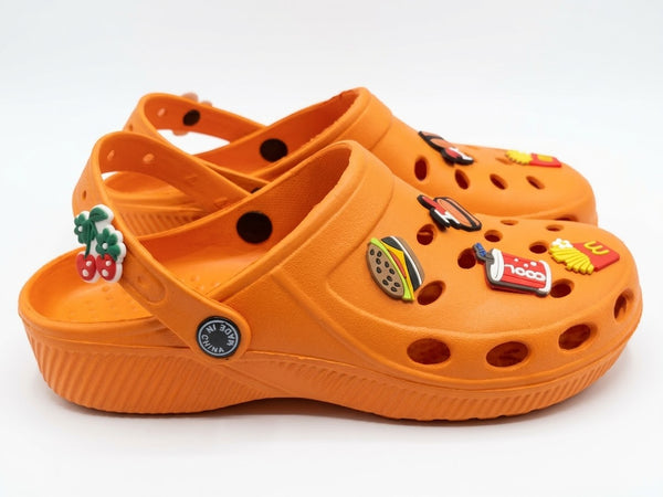Girls Orange Clogs with Cute