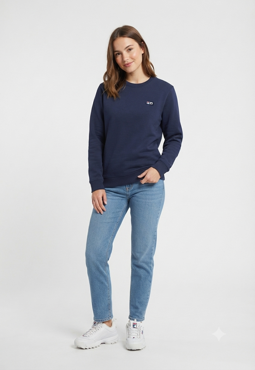 Fila Women's Classic Embroidered Logo Navy Blue Sweatshirt