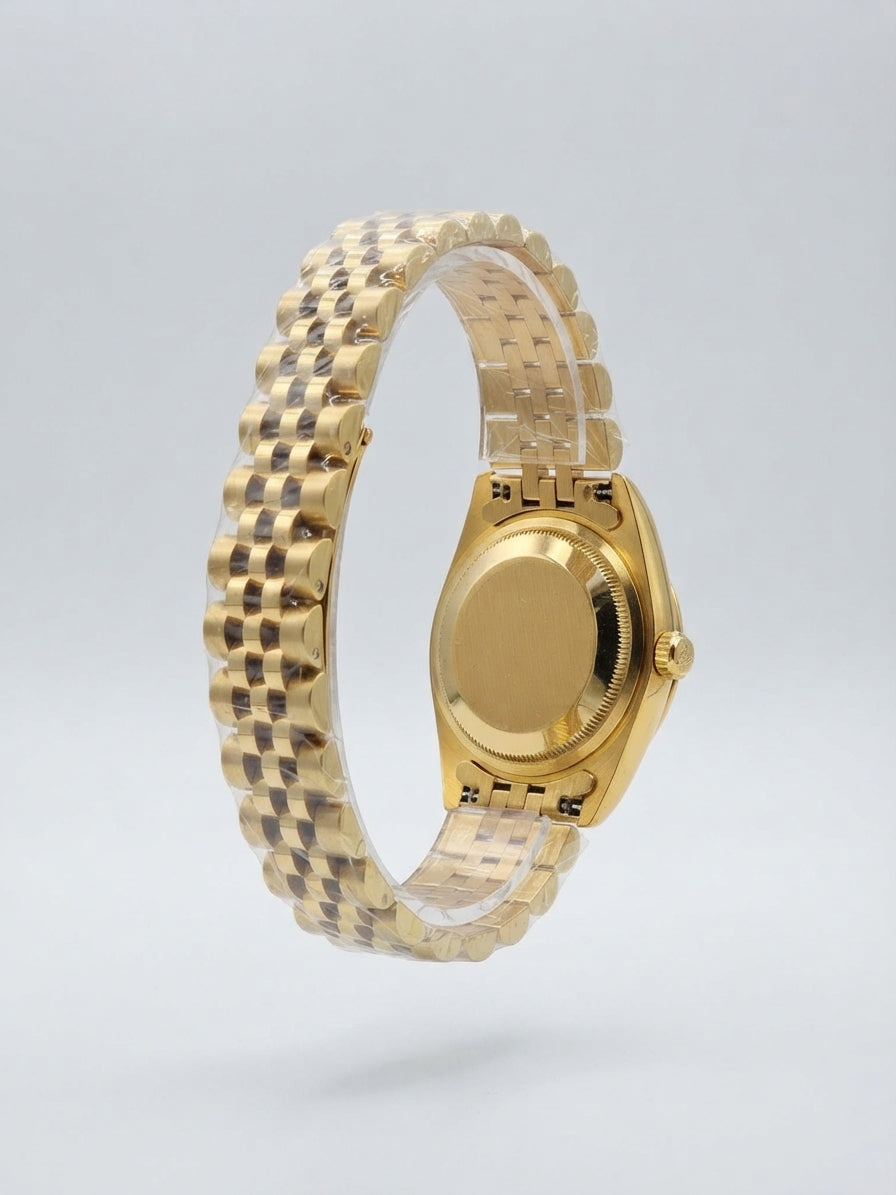 Coral women watch  gold classic watch with a jubilee bracelet.