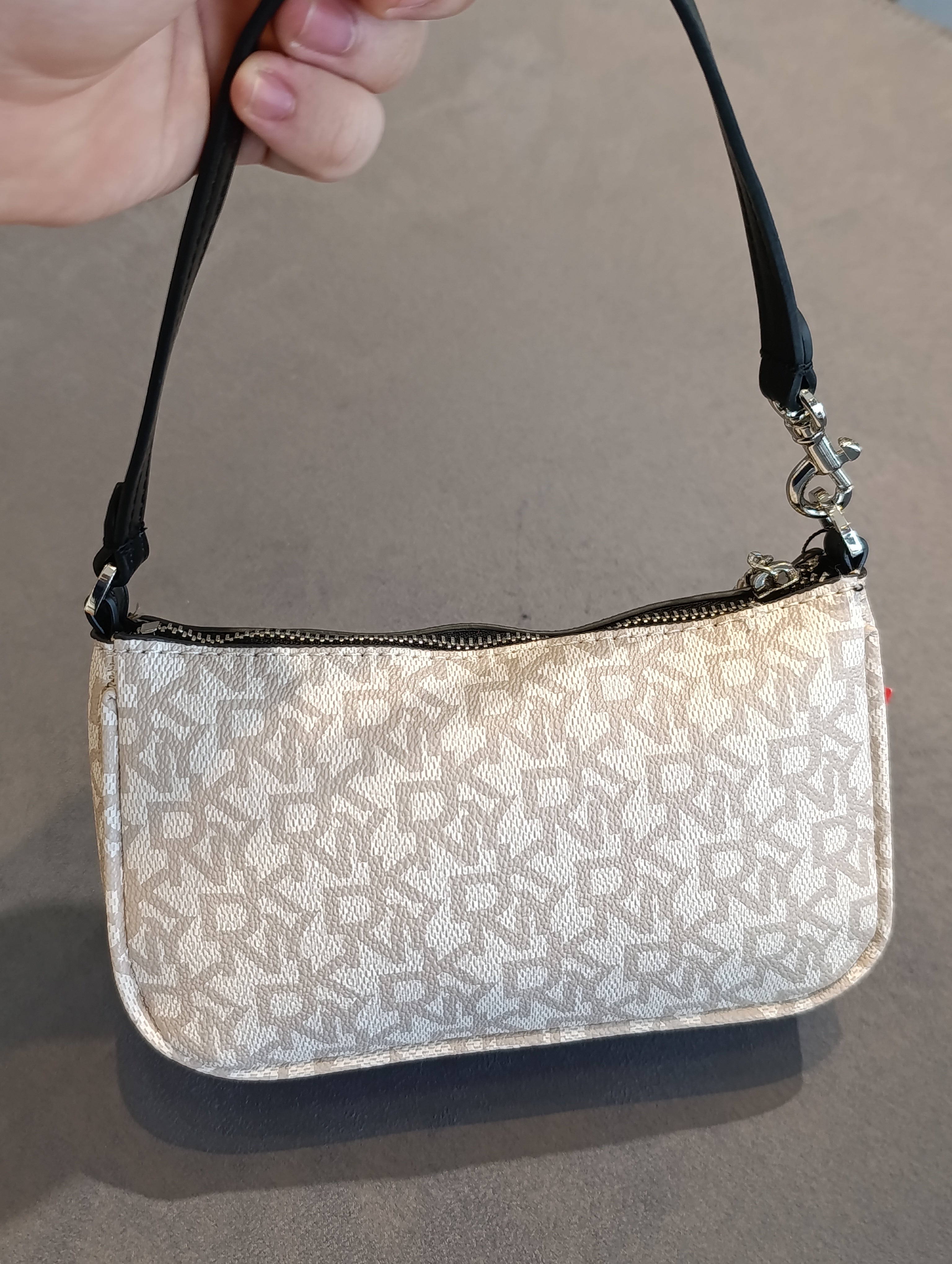 DKNY Monogram Small Shoulder Bag with Logo Charm