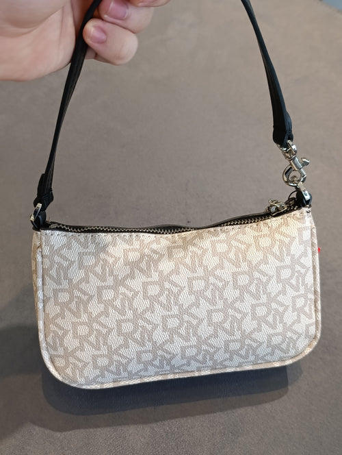 DKNY Monogram Small Shoulder Bag with Logo Charm