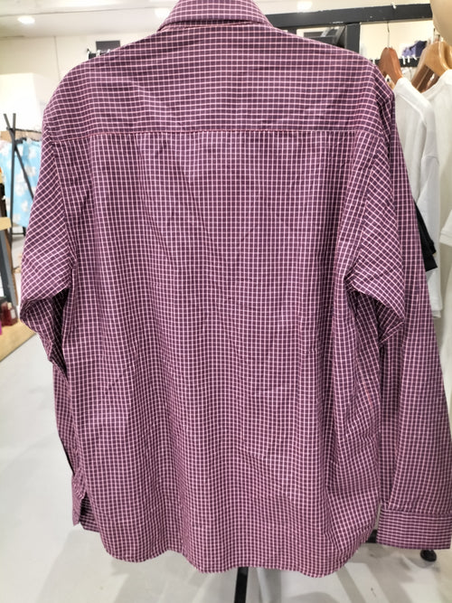 Cotton Days Maroon Dress Shirt with Grid Line Pattern