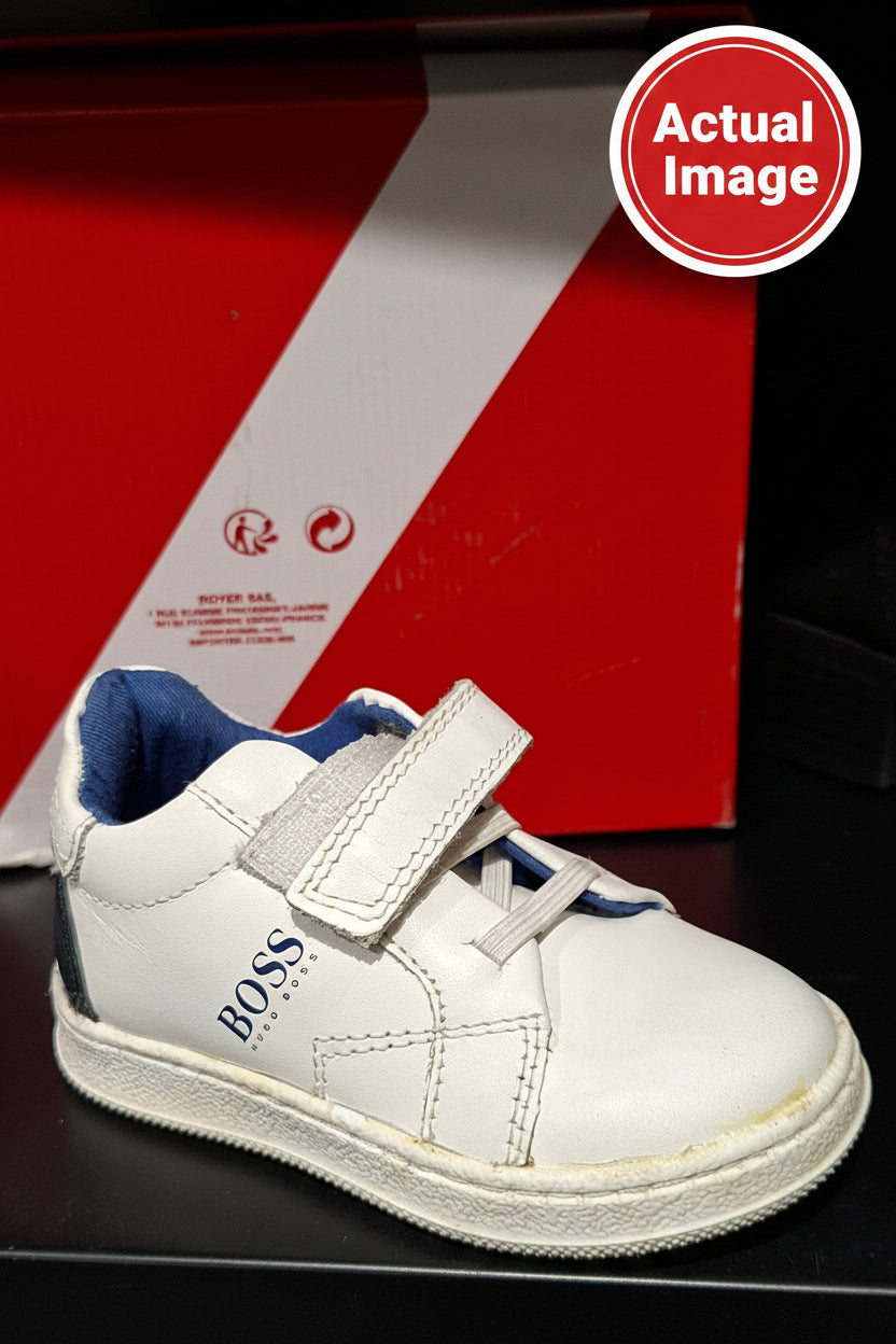 Hugo Boss Kids Trainers White Electric Blue