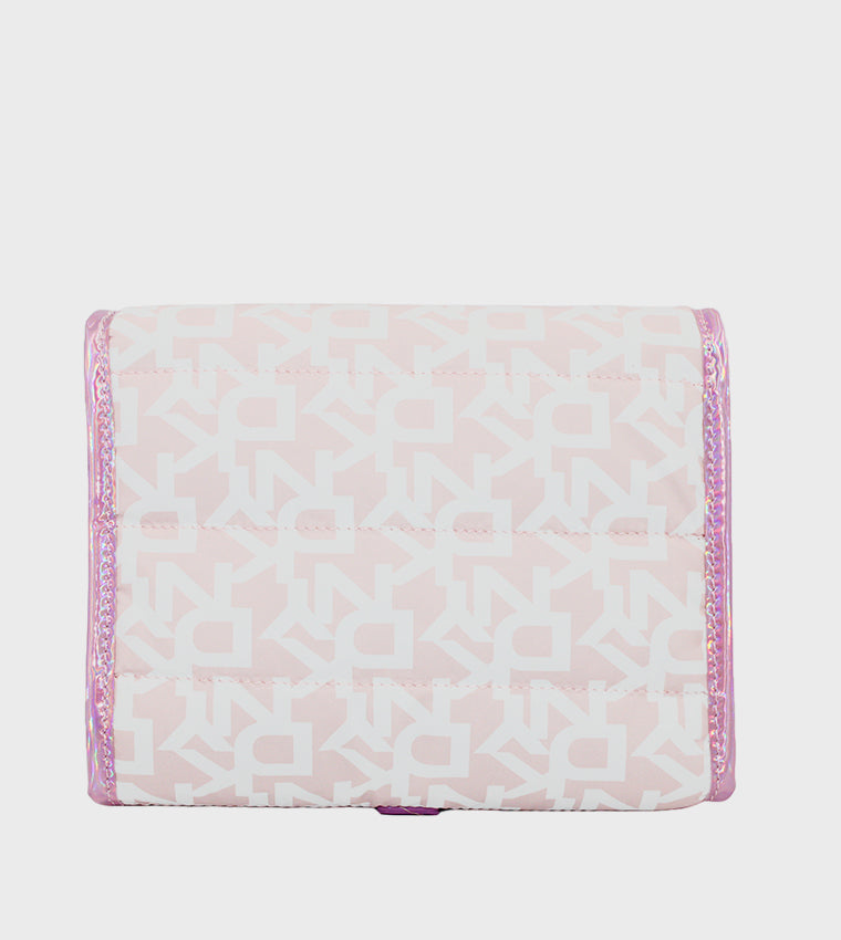 DKNY Women Signature Pufferd Pink And White Roll Bag Storage Bag A090SP1