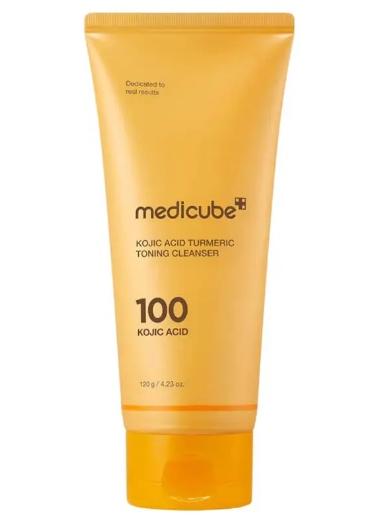 MEDICUBE غسول تفتيح البشرة بالكركم وحمض الكوجيك 120 جم، غسول جل لتفتيح البقع الداكنة وتوحيد لون البشرة، غسول عميق لتنظيف المسام وإزالة المكياج لبشرة صافية ومشرقة