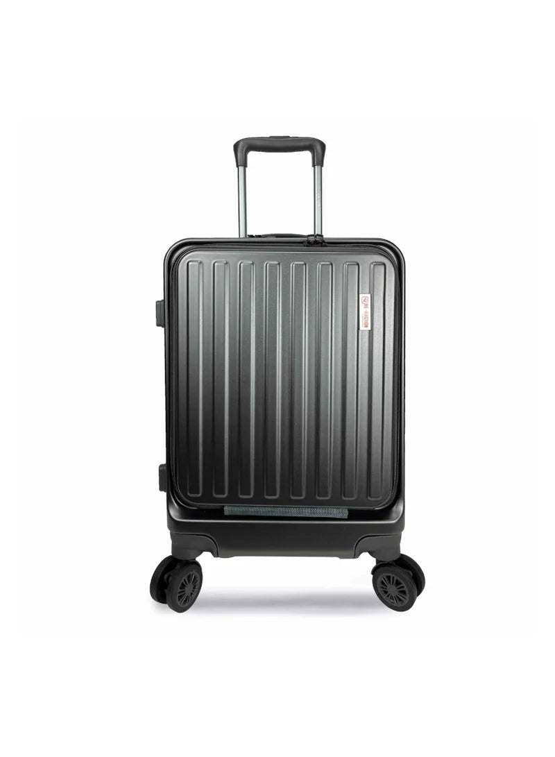 REFLECTION Premium Quality Business Travel Carry On Hardside Luggage with Front Open Laptop Compartment and 4 Spinner Wheels Trolley Bag