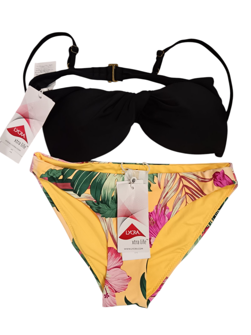 Lycra Women's swimwear black and yellow