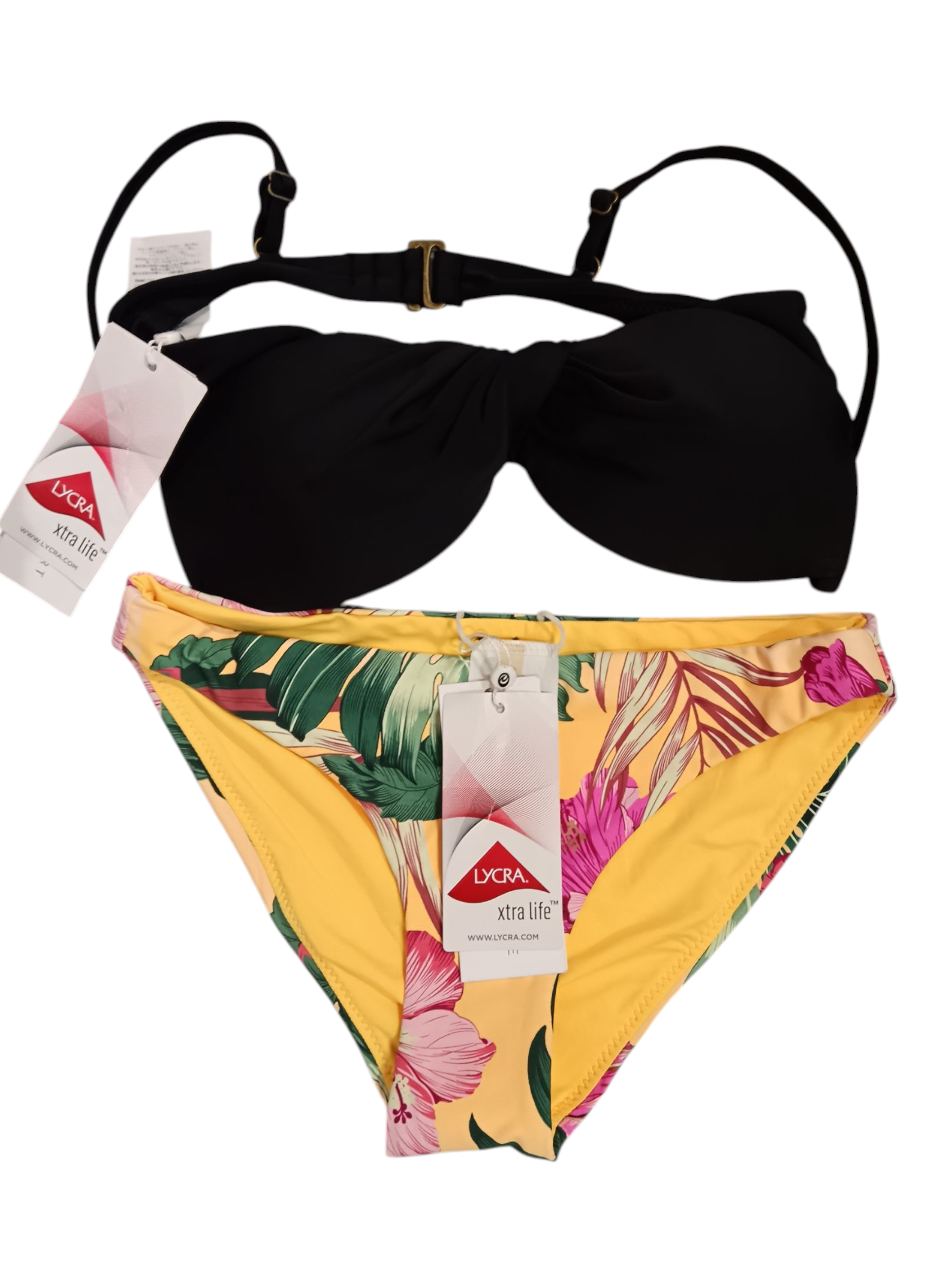 Lycra Women's swimwear black and yellow