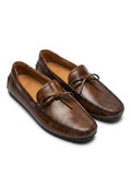 Massimo Dutti Burnished Leather Loafers 'Brown'