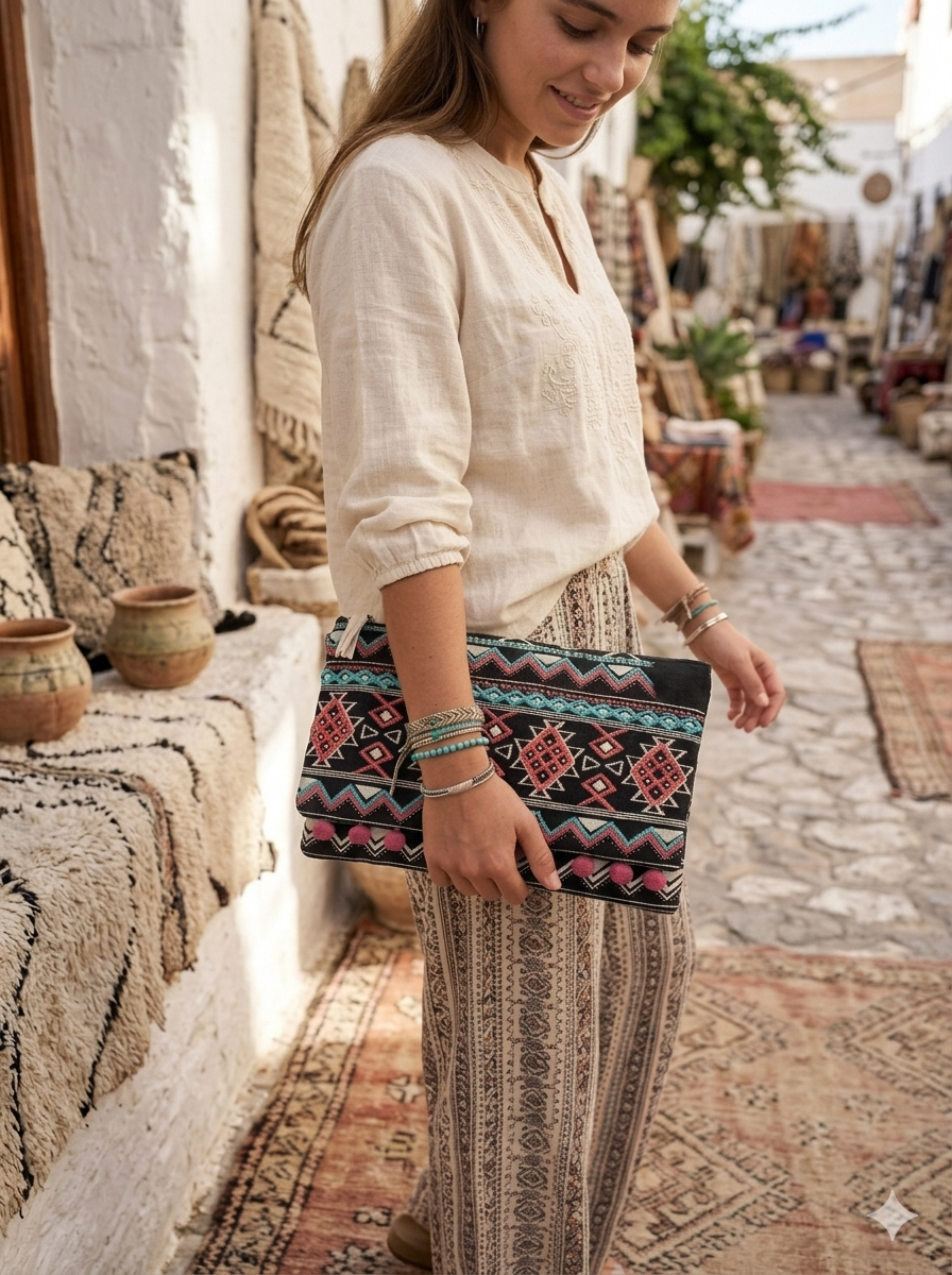 SuiteBlanco Hand Made Bag Embroidered Ethnic Design