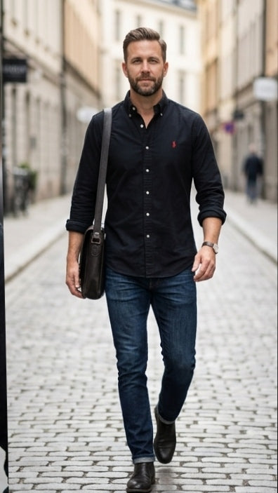 Polo Ralph Lauren Men's Shirt Custom Fit Oxford Black