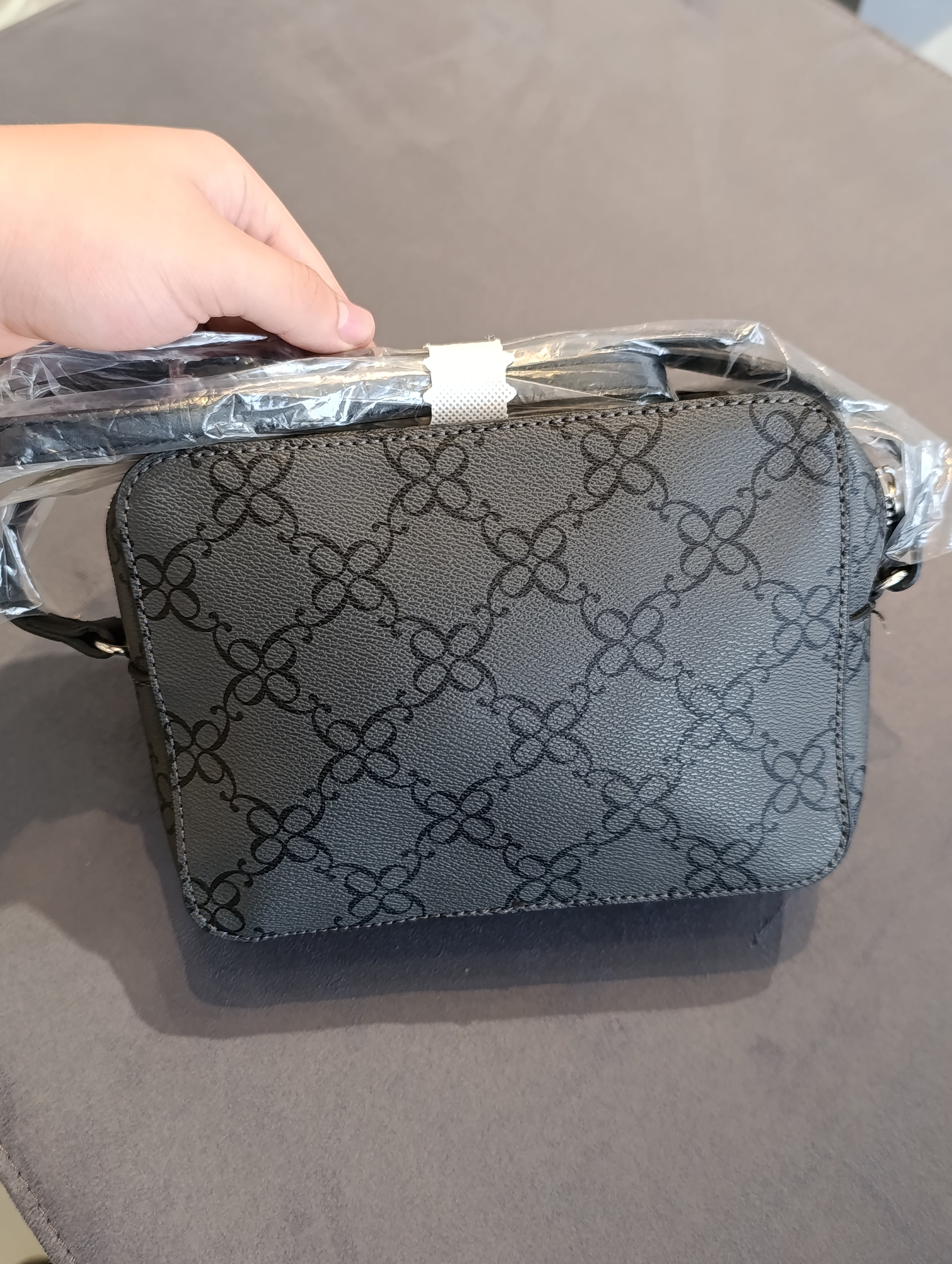 Nine West Black & Grey Floral Print Crossbody Bag