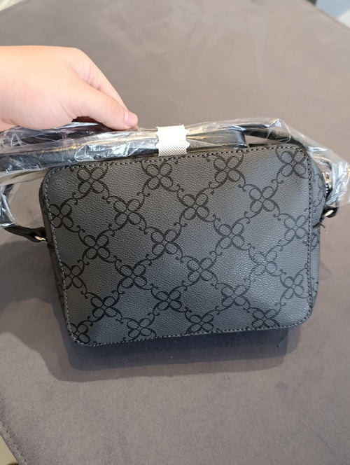 Nine West Black & Grey Floral Print Crossbody Bag