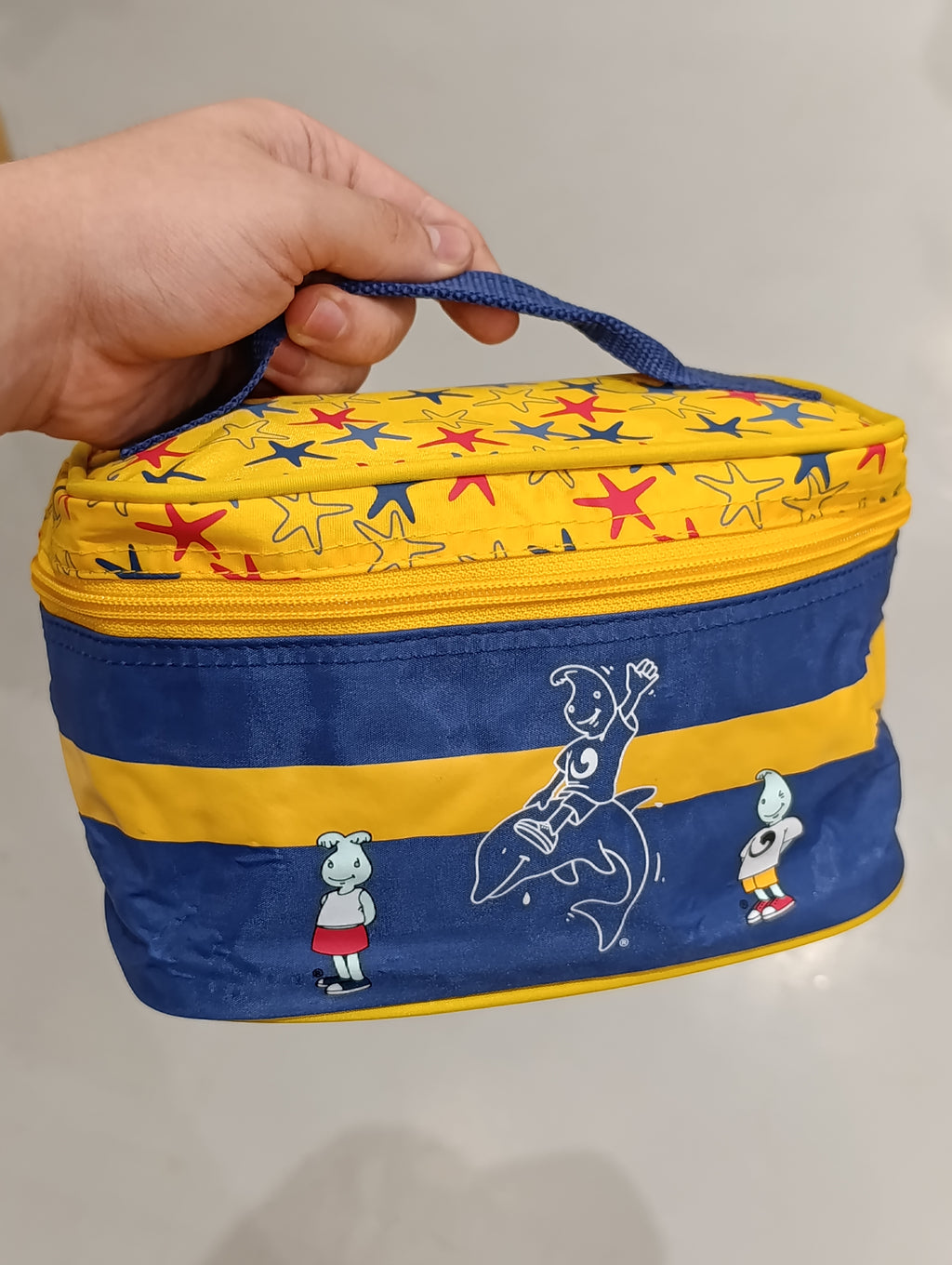 Cute Kids' Cartoon Print Lunch Bag – Yellow & Blue