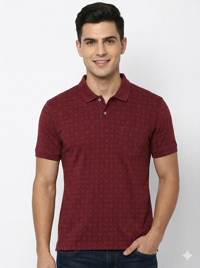 Men's Premium Patterned Allen Solly -Burgundy/Wine Red