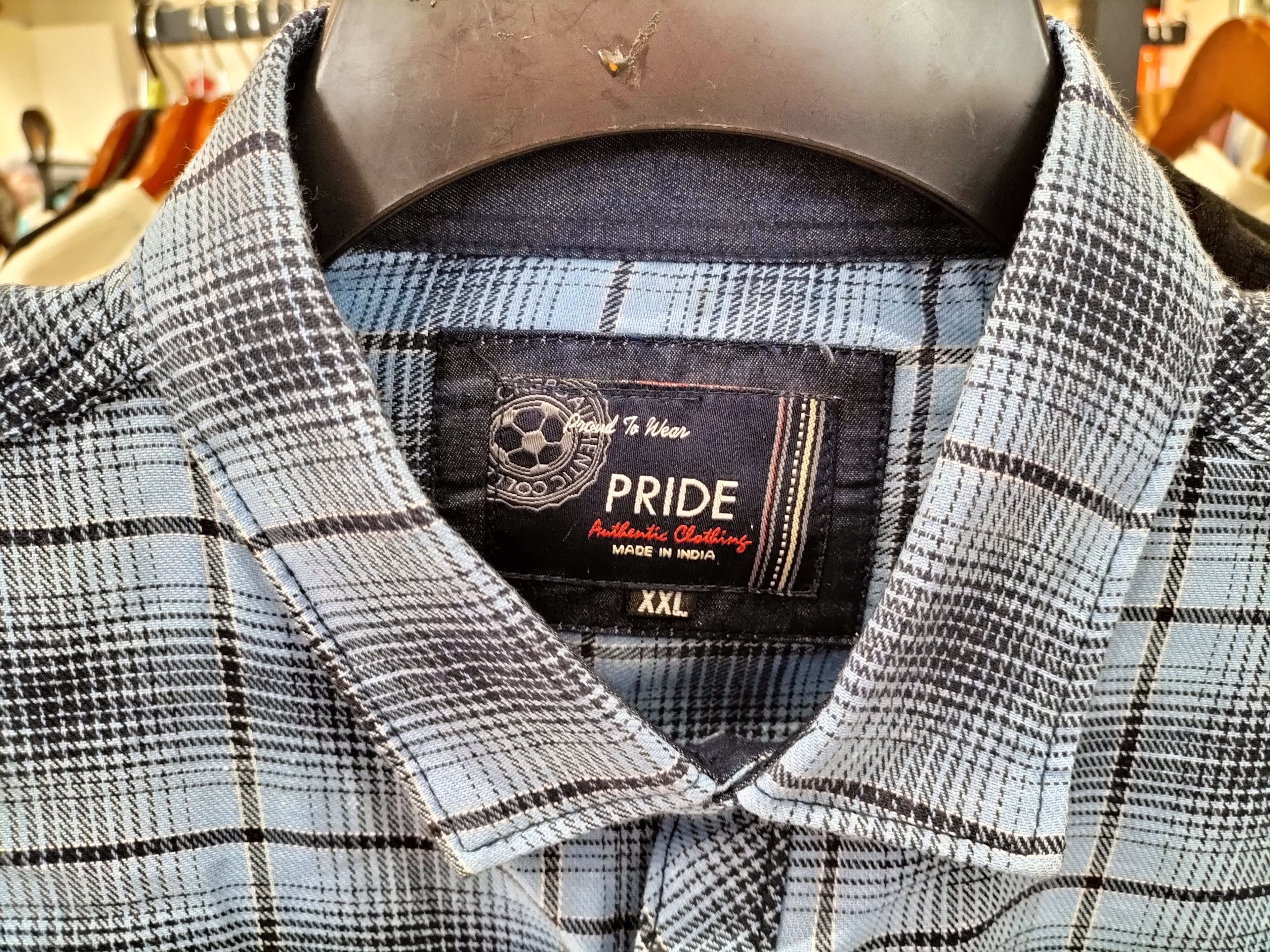 Pride Blue Flannel Shirt with Checkered Pattern