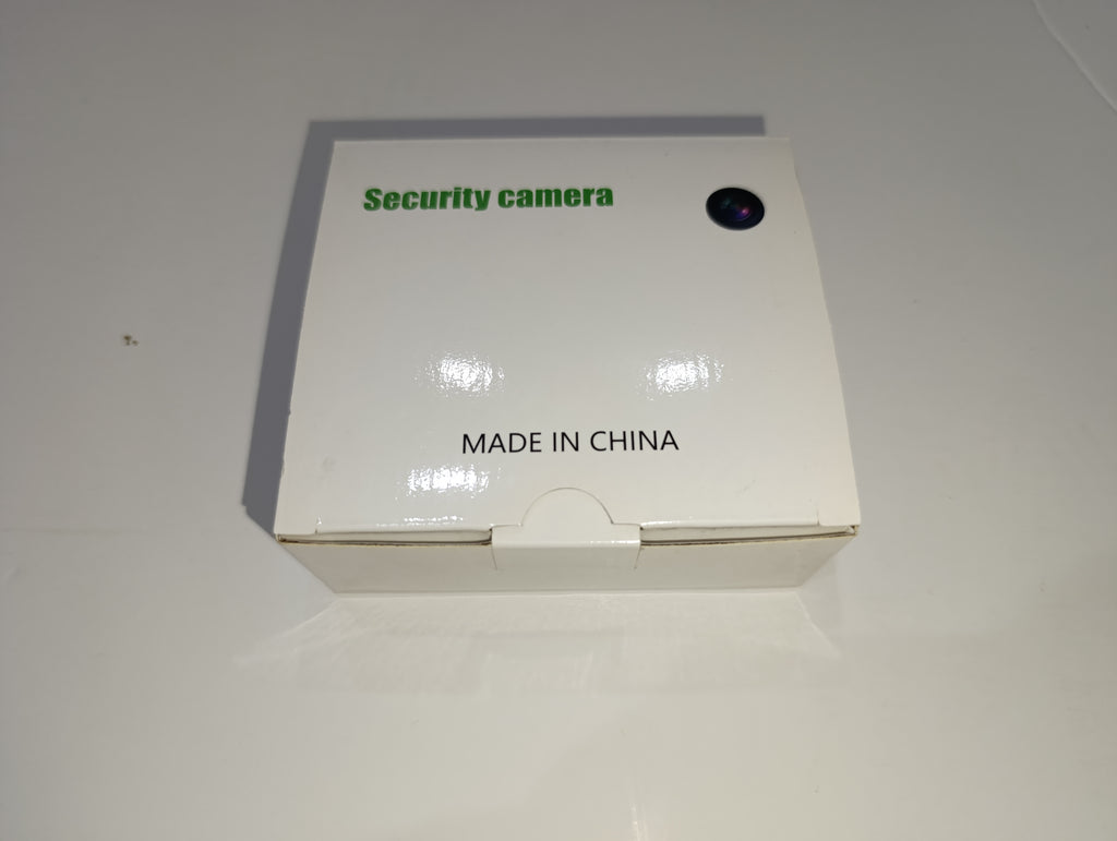 Security camera with base and charging cable
