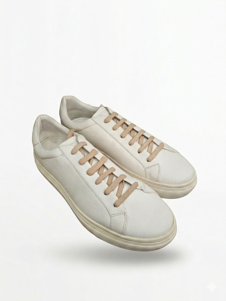 Massimo Dutti Men's Leather Sneakers Off-White