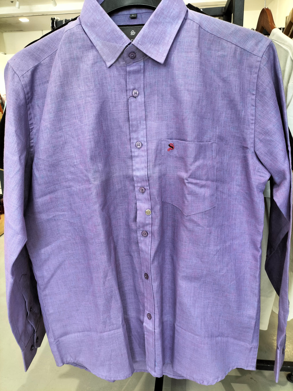 Shadows Ocean Purple Dress Shirt with Logo and Chest Pocket