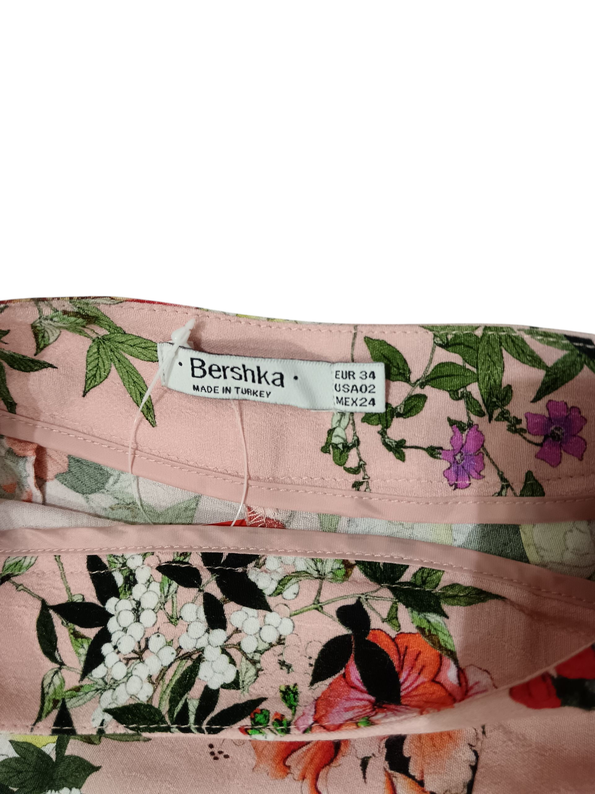 Bershka pink plazo with floral print