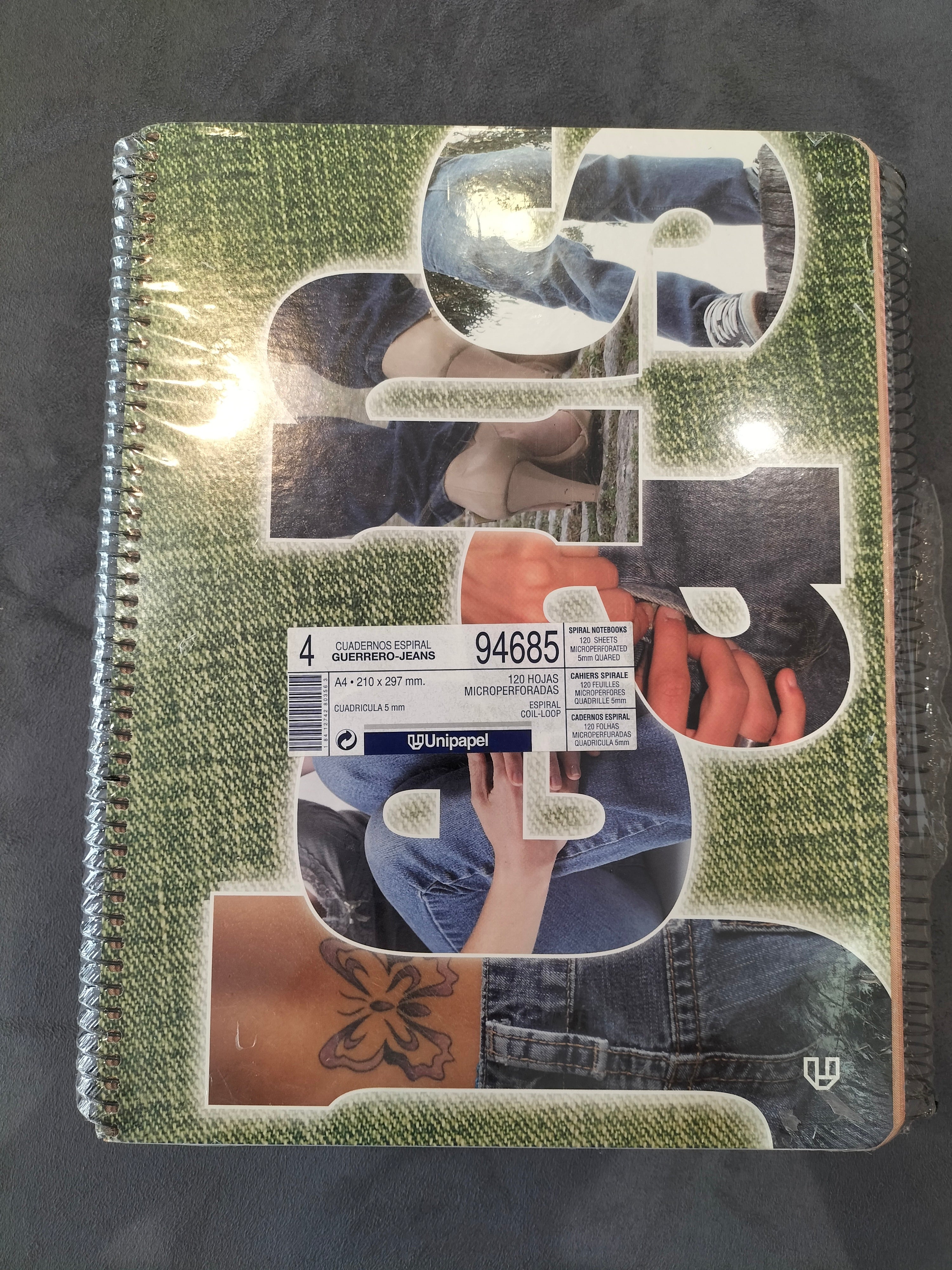 Unipapel "Jeans" Spiral Notebook 4pcs (1 Red, 1 Green, 2 Blue)