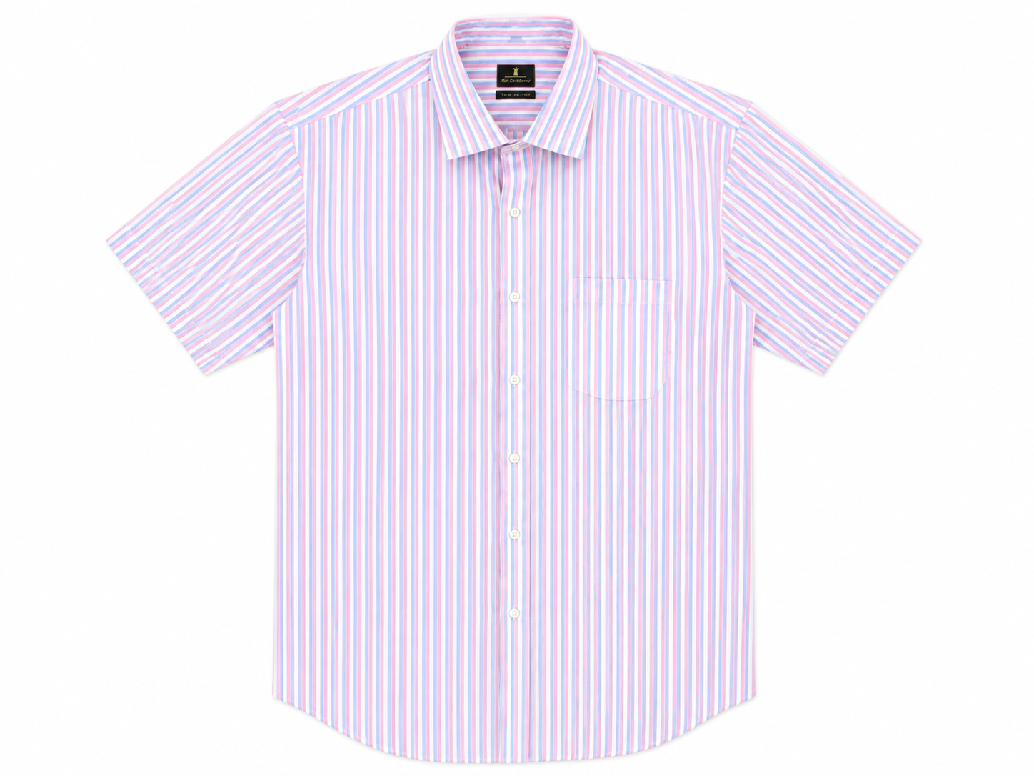 Par Excellence Pink, White, and Light Blue Striped Dress Shirt