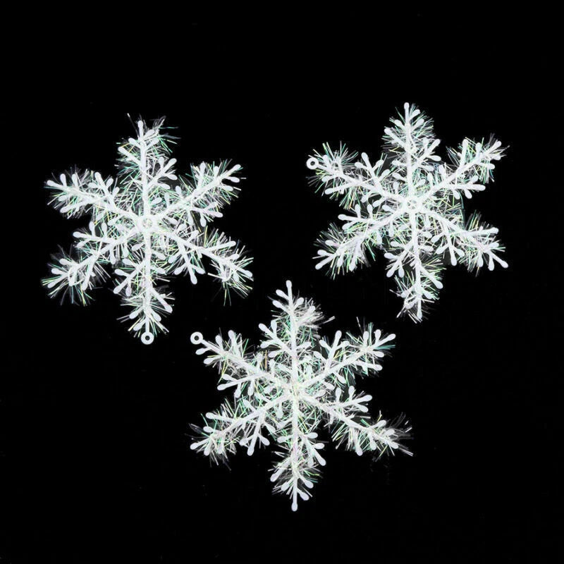 3pcs Christmas White Snowflakes Decorations Xmas Tree Party Ornaments
