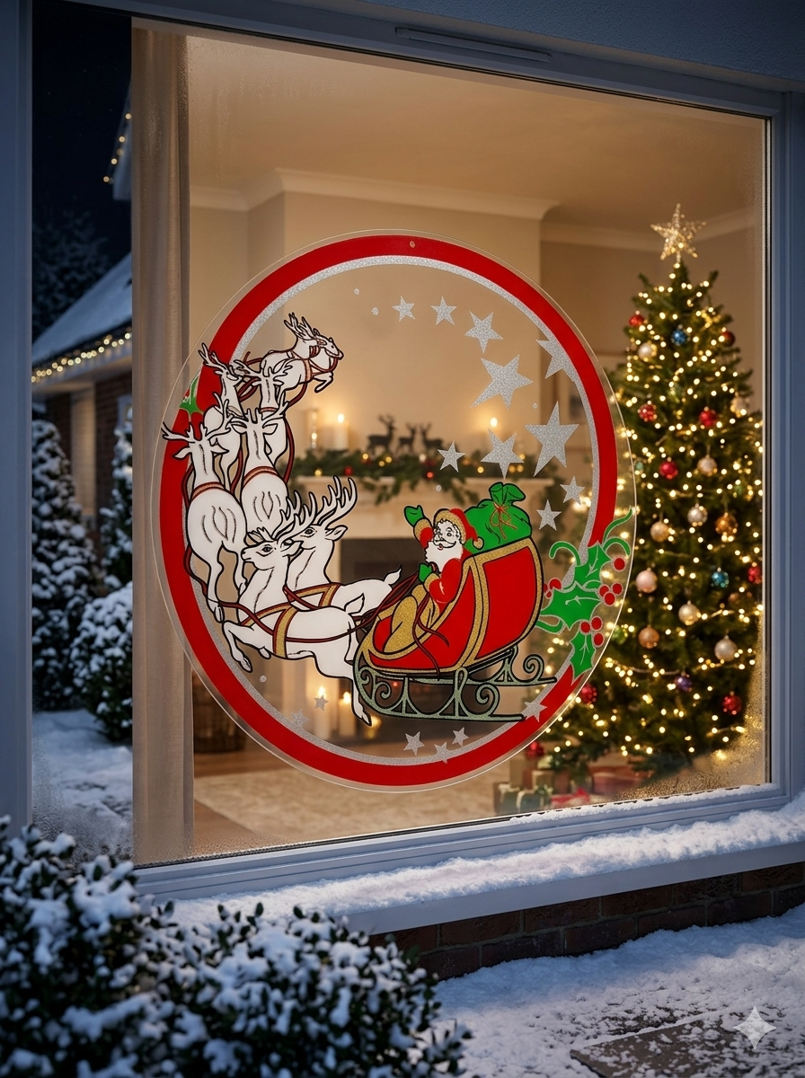 Santa with Sleigh Christmas Decoration - 62cm