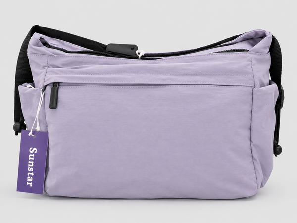 Sunstar Multi-Pocket Shoulder Bag – Light purple d1181 soft bag