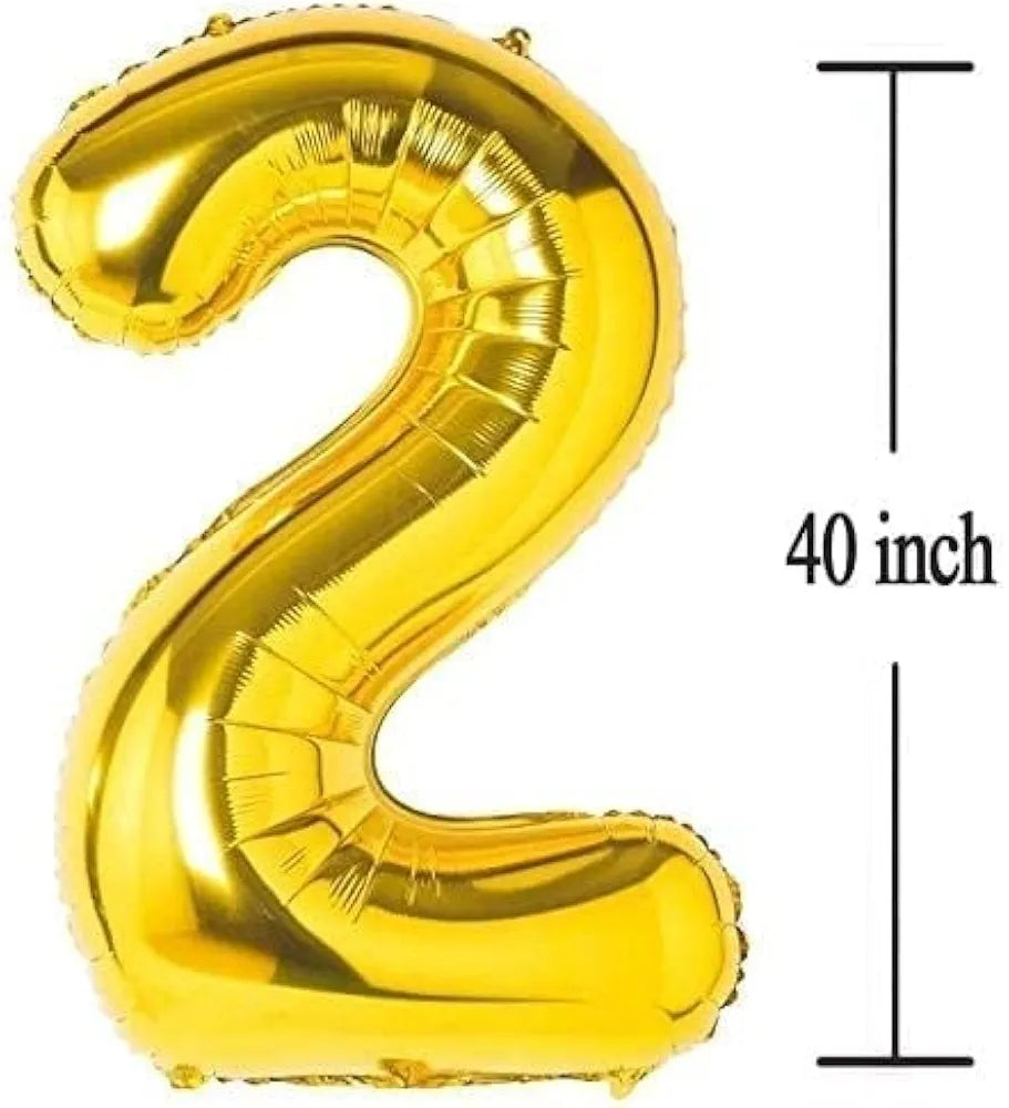 Propsicle 40 inch Birthday Foil 2 Number Helium Balloon Party Decoration Golden Pack of 1 | 2 Year No. Balloons Birthday/Anniversary | Two Number
