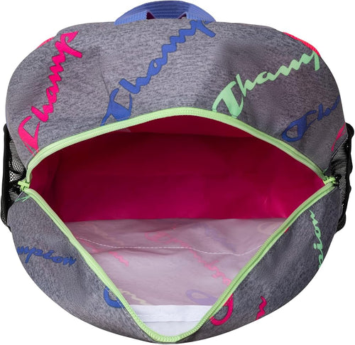Champion Grey Backpack with Colorful Logo Print