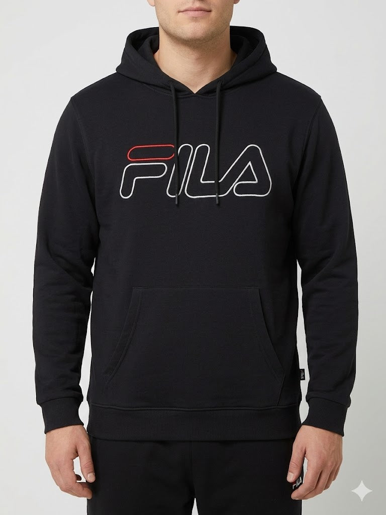 FILA Classic Outline Pullover Hoodie 'Black' - (SM039624-001)