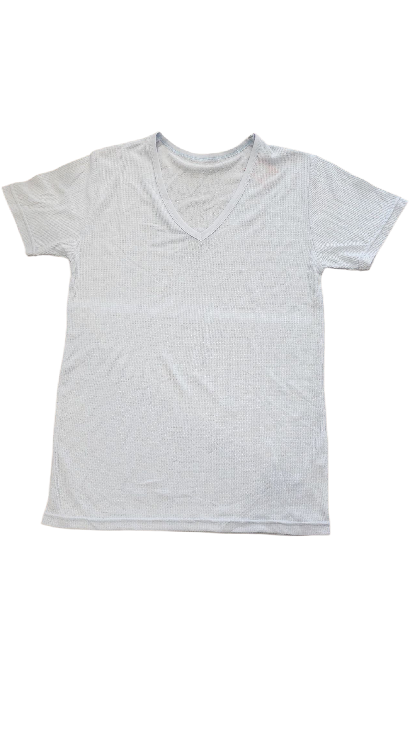WOMEN'S LIGHT BLUE MESH T SHIRT V NECK