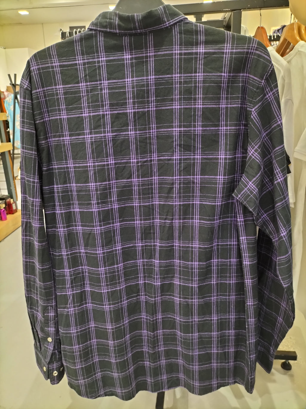 Chizzle Flannel Shirt with Black and Purple Checker Pattern