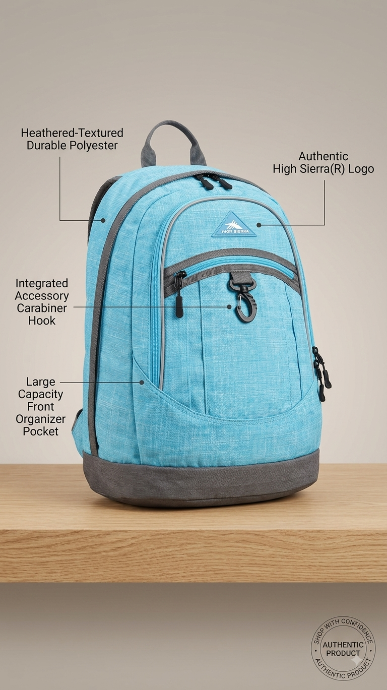 High Sierra Everyday Backpack - Durable Sky Blue Polyester