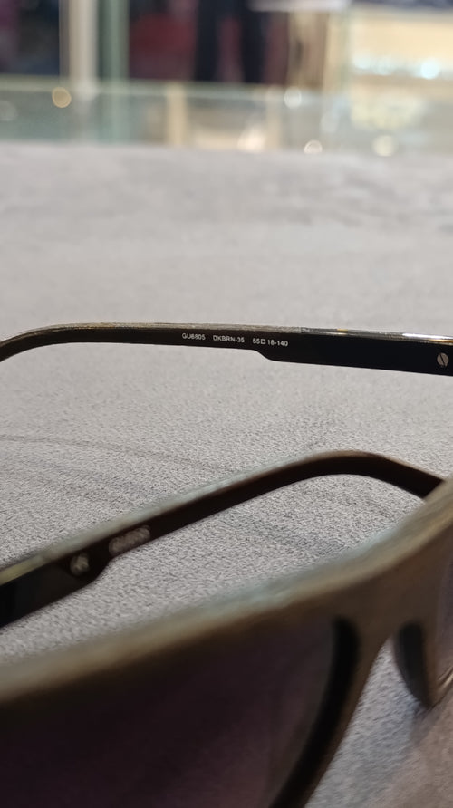GUESS Dark Brown Textured Square Sunglasses