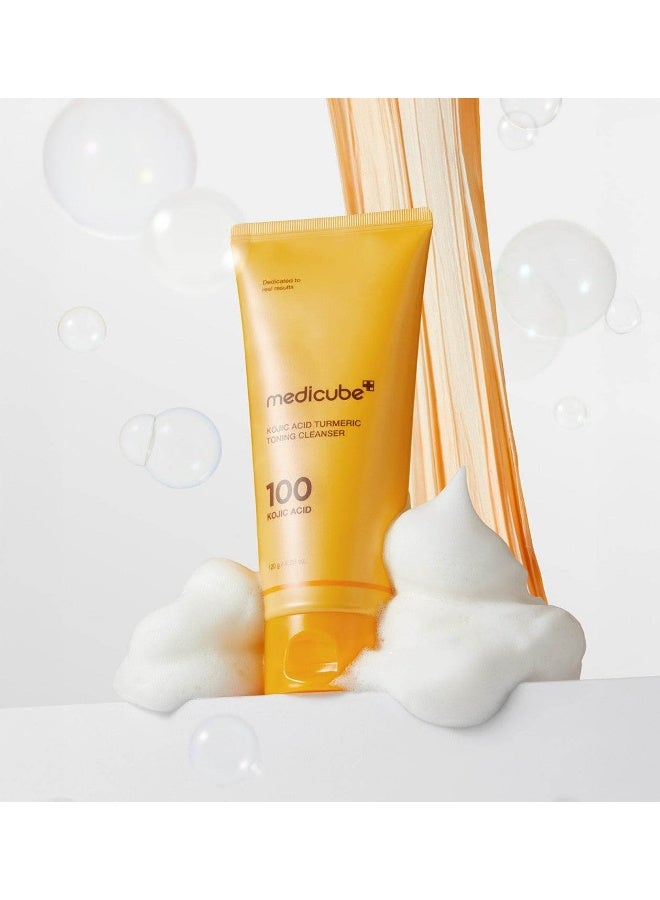 Kojic Acid Turmeric Toning Cleanser 120g, Brightening Gel Face Wash for Dark Spots & Uneven Skin Tone, Deep Pore Cleansing & Makeup Removing Facial Cleanser for Clear Radiant Skin