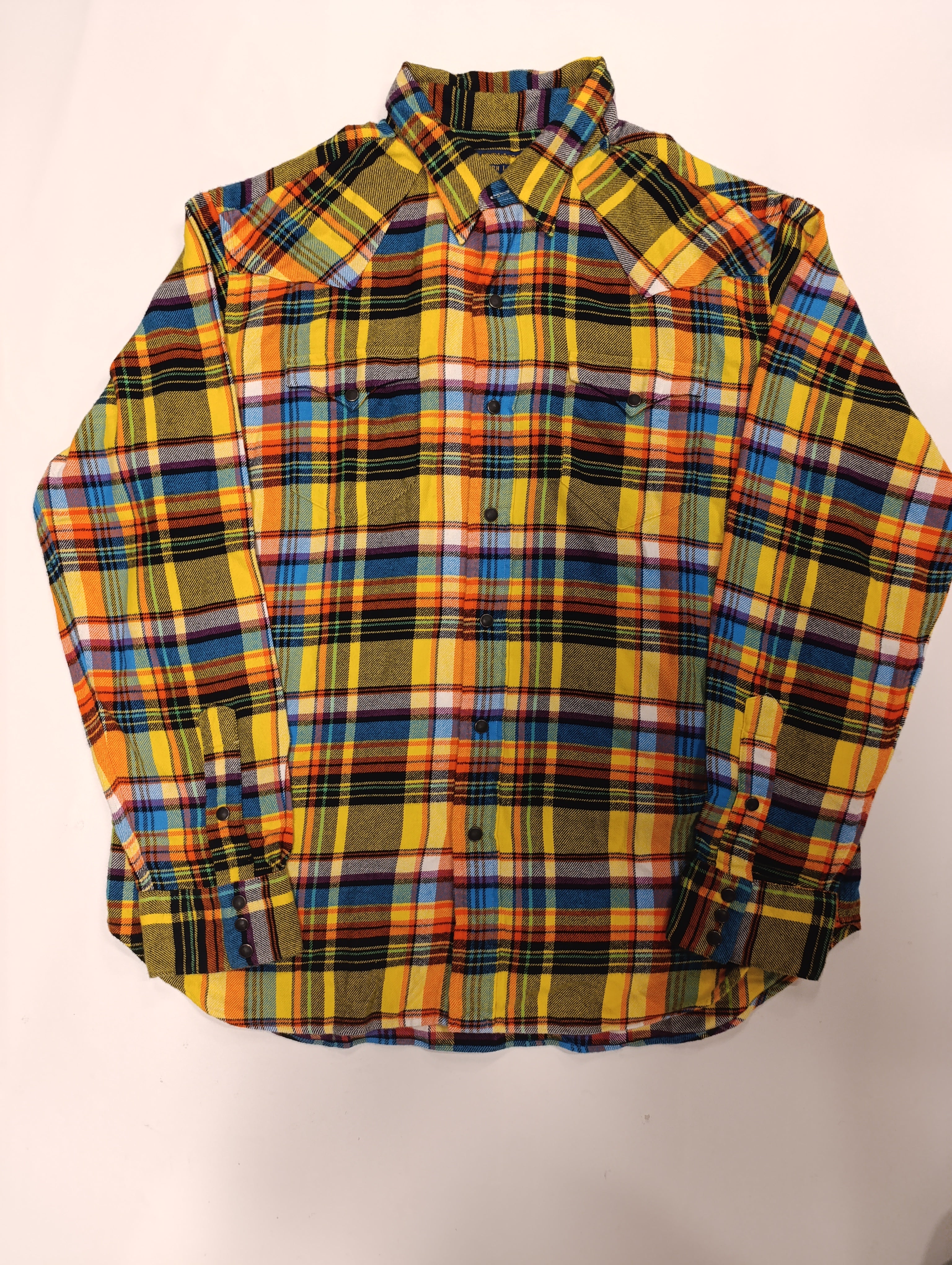 POLO RALPH LAUREN Western BLACK PEARL SNAP Colorful Soft Flannel Mens XL / TG